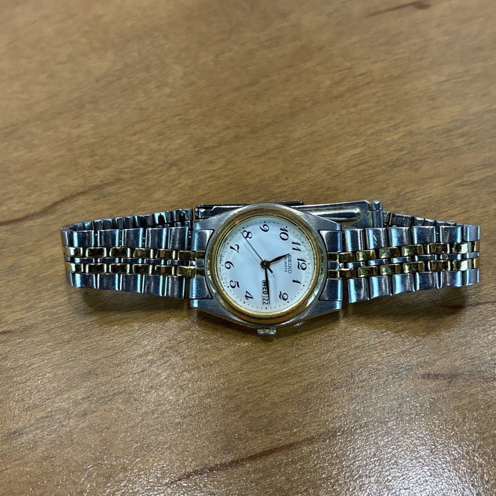 Vintage 1990 Women's Seiko Dress Watch 7N83-0011 Two Toned Working New Battery - Picture 11 of 17